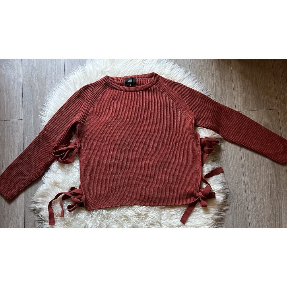 Goldie Women’s Pullover Crew Neck Sweater Ties On Each Side Women’s M/L Oversize